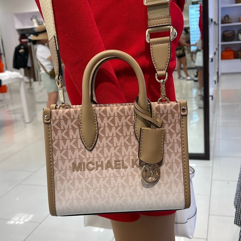 Michael Kors Mirella Extra-Small Ombré Logo Crossbody XBODY Shopper  Camel  NWT